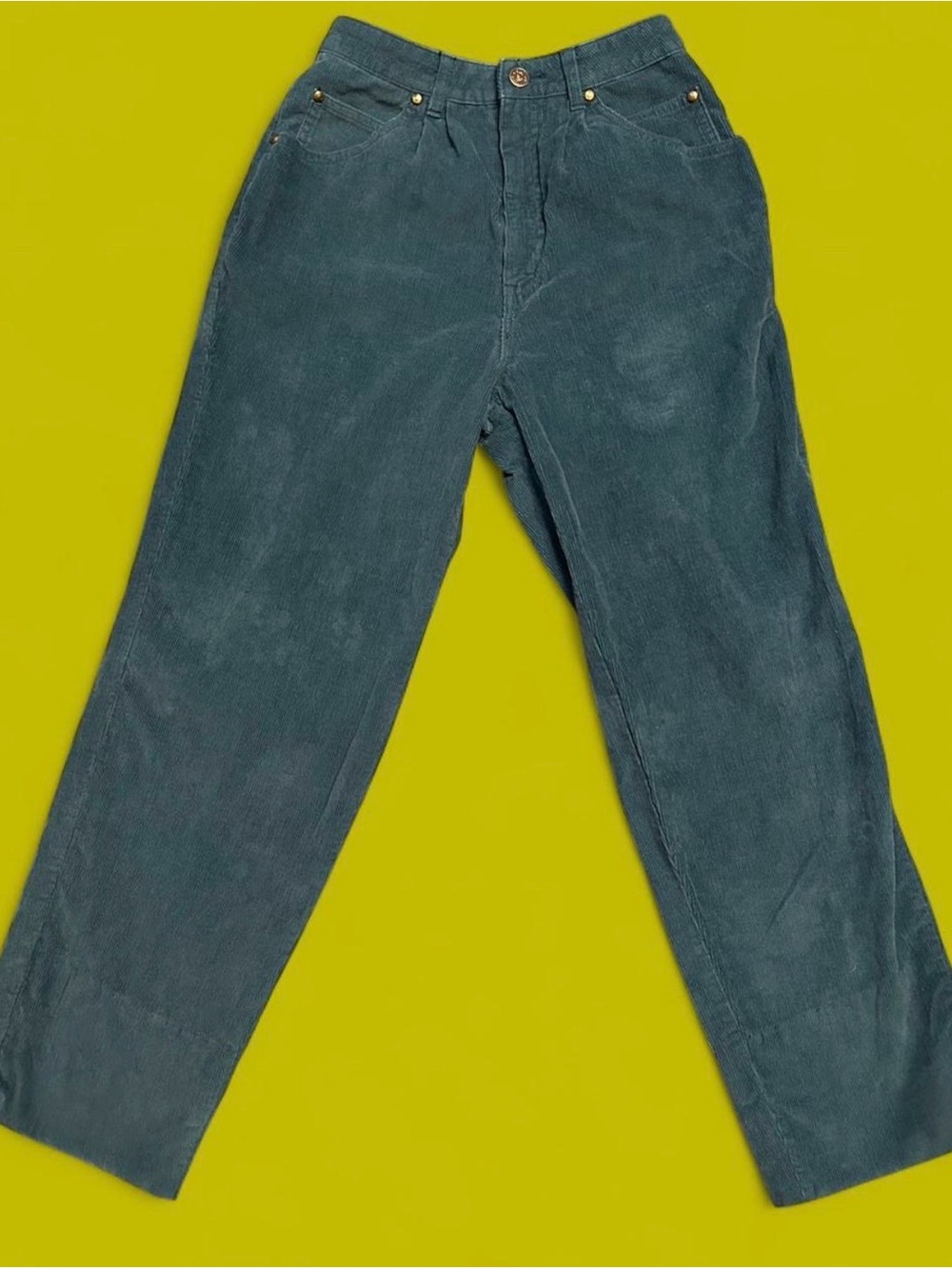 Vintage 1970’s/80’s Deep teal high waisted corduroy pants. Sasson made in Japan